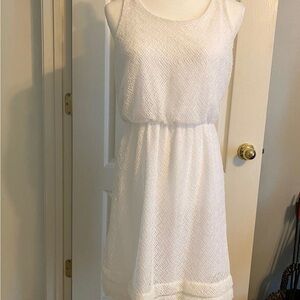 NY Collection White Mesh Dress Lined Small